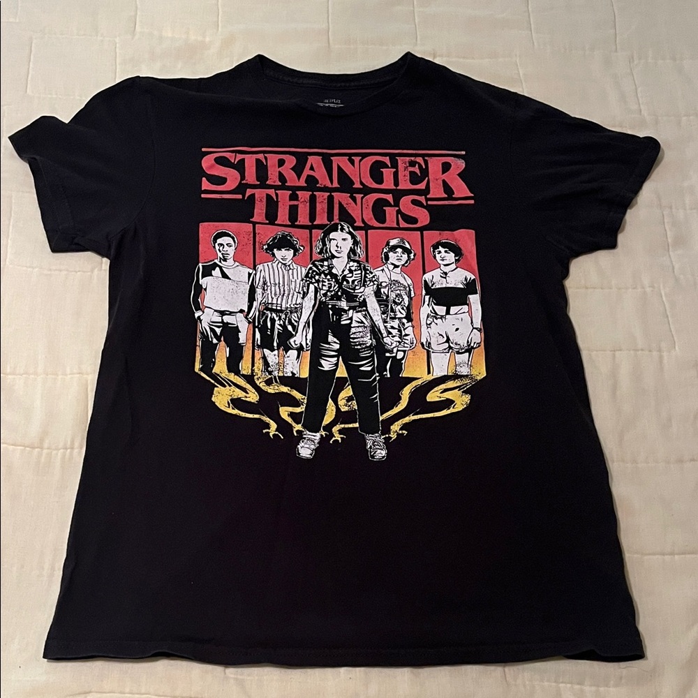 Stranger Things Black Graphic T-Shirt
